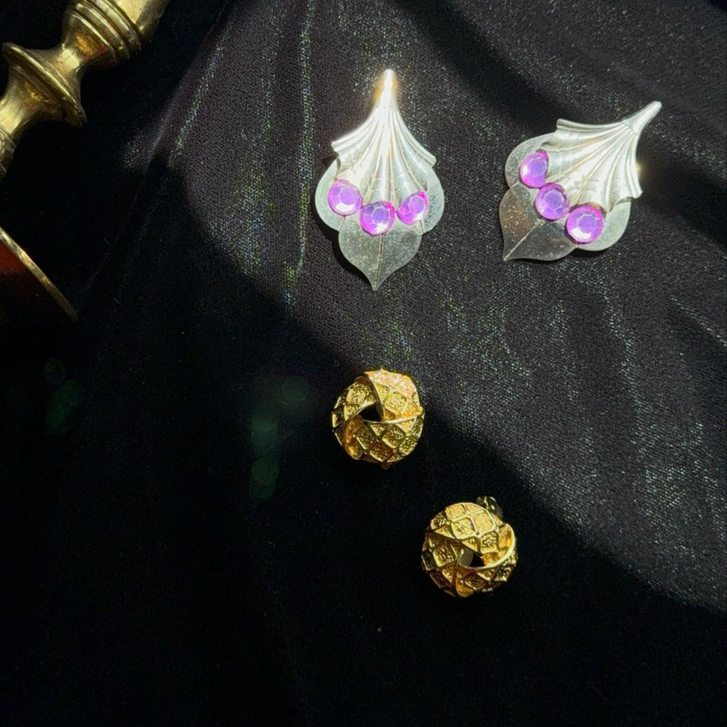 Vintage 80s Chunky Round Gold-toned Clip-on Earrings