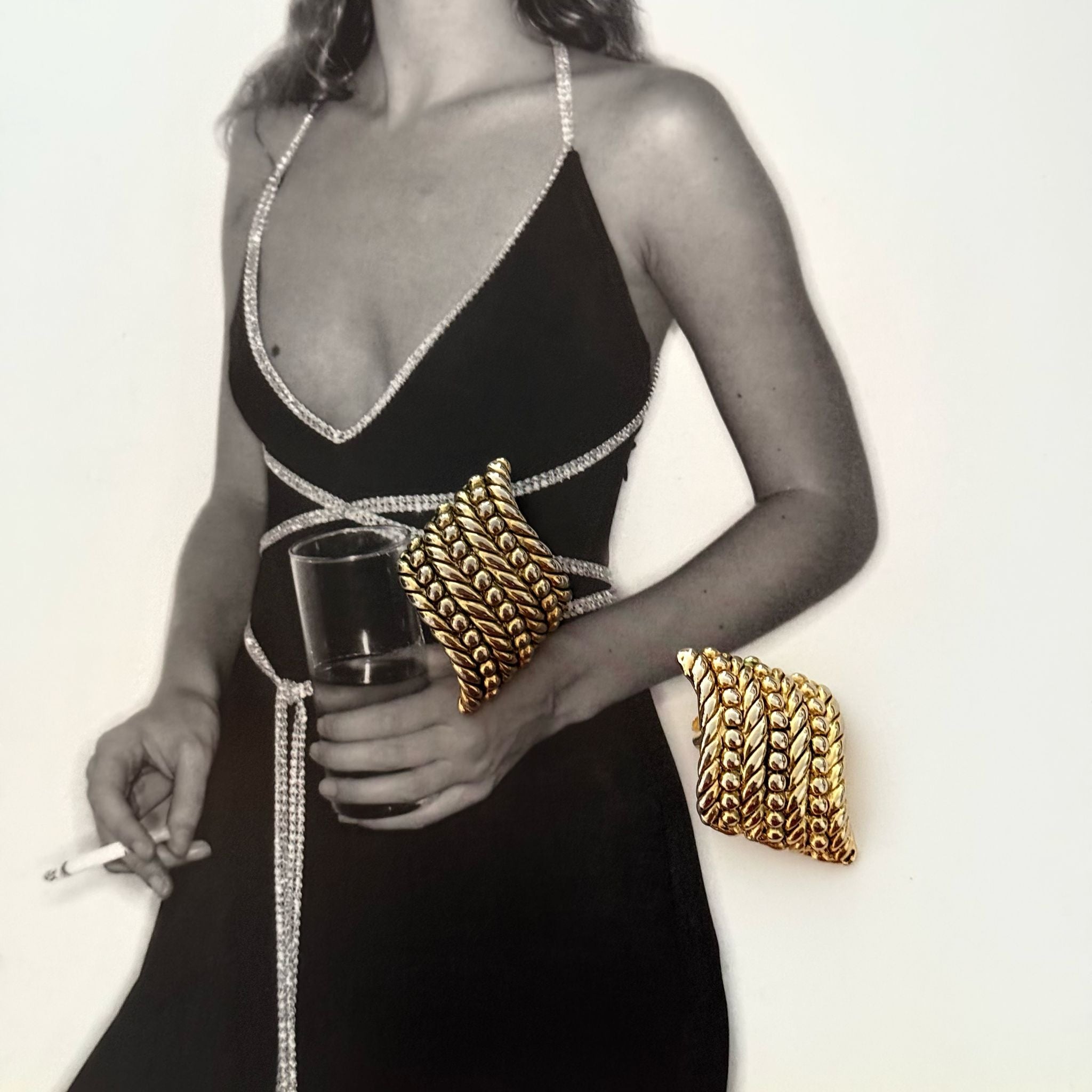 Vintage Braided Diamond Shaped Chunky Clip-ons Earrings