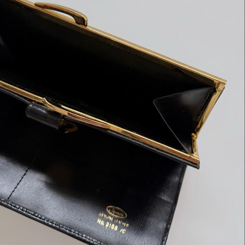Vintage 90s Nembo Genuine Leather Black Wallet