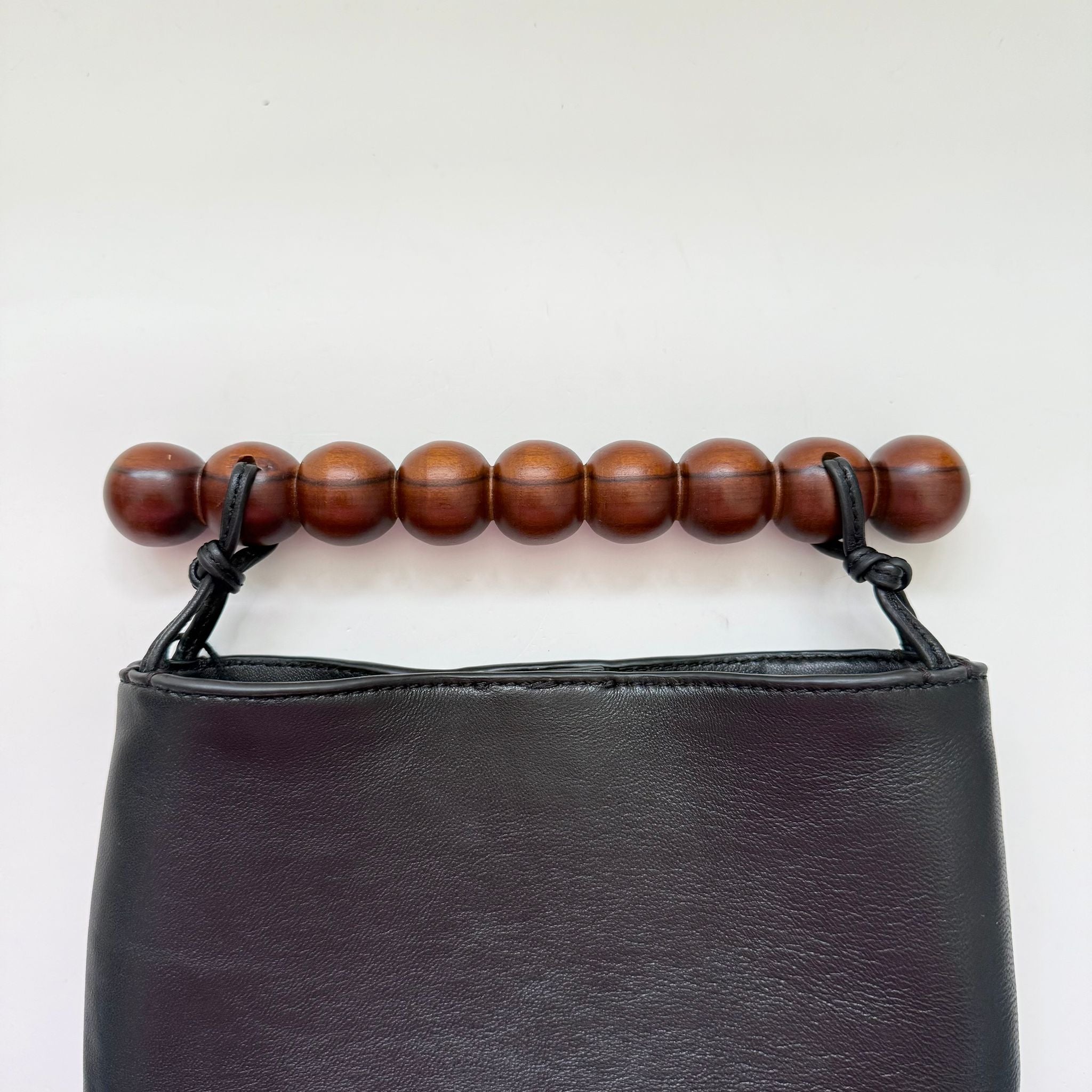 Nala Lightweight Sculptural Brown Wooden Handle Bag