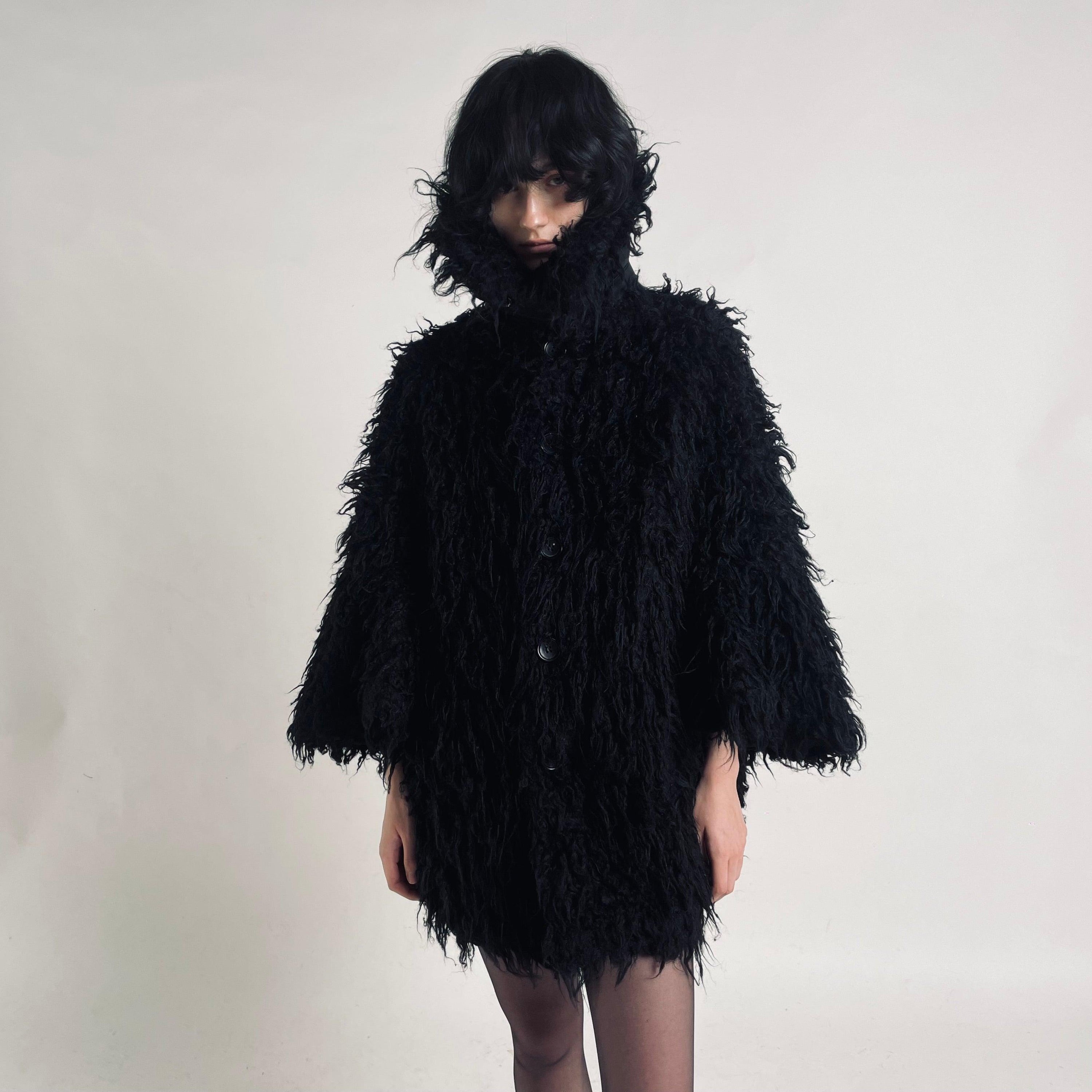 Pre-Loved Junya Watanabe Black Faux Fur Jacket - WŪHAŪS