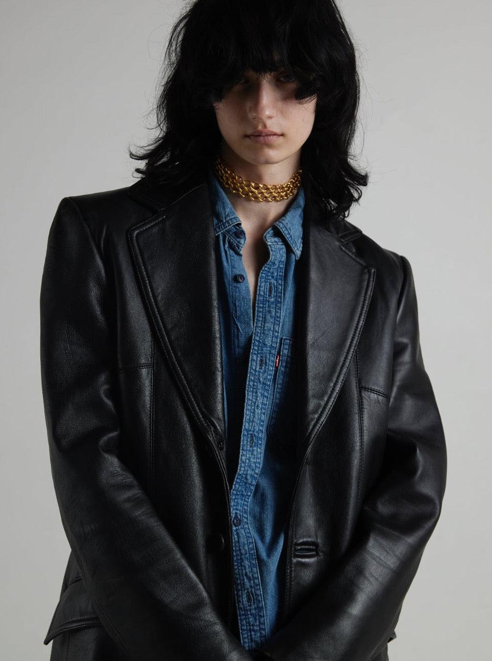 Vintage 1970s Black Leather Jacket - WŪHAŪS