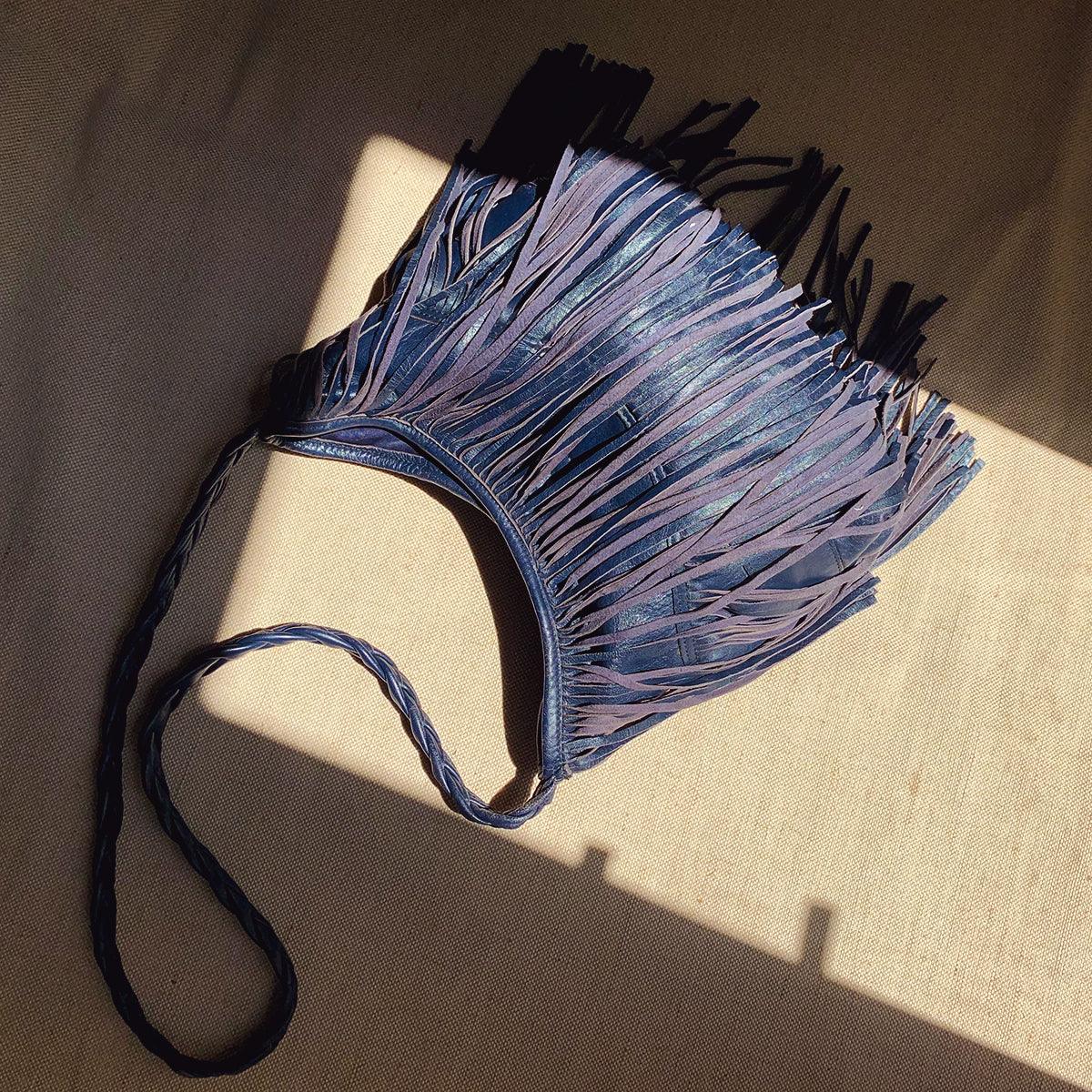 Vintage 1970s Denim Fringed Bohemian Tassel Bag - WŪHAŪS