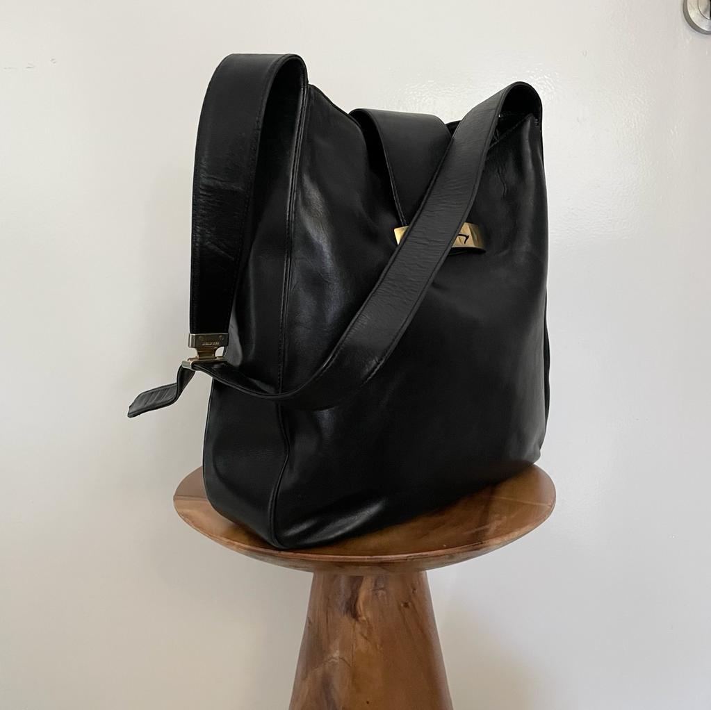 Vintage 1980s GENNY box calf leather tote MADE IN ITALY - WŪHAŪS