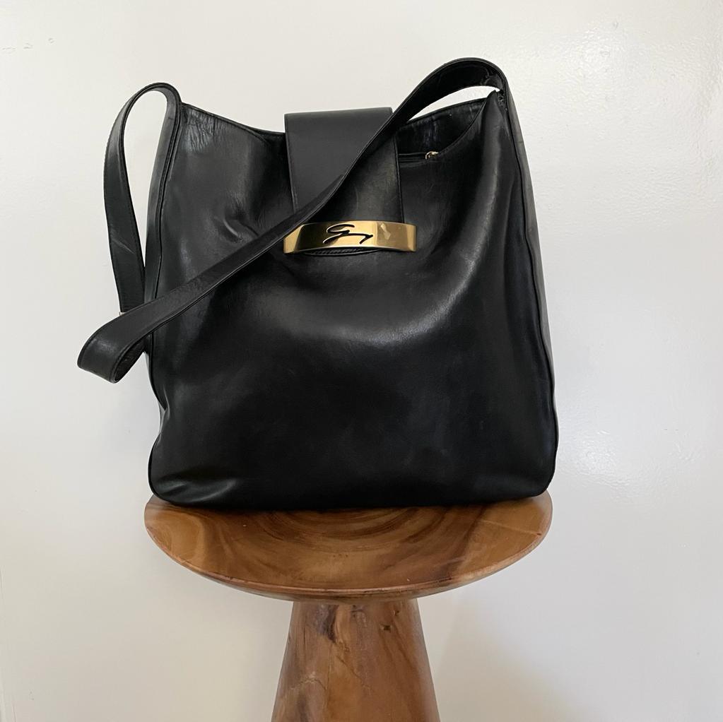 Vintage 1980s GENNY box calf leather tote MADE IN ITALY - WŪHAŪS