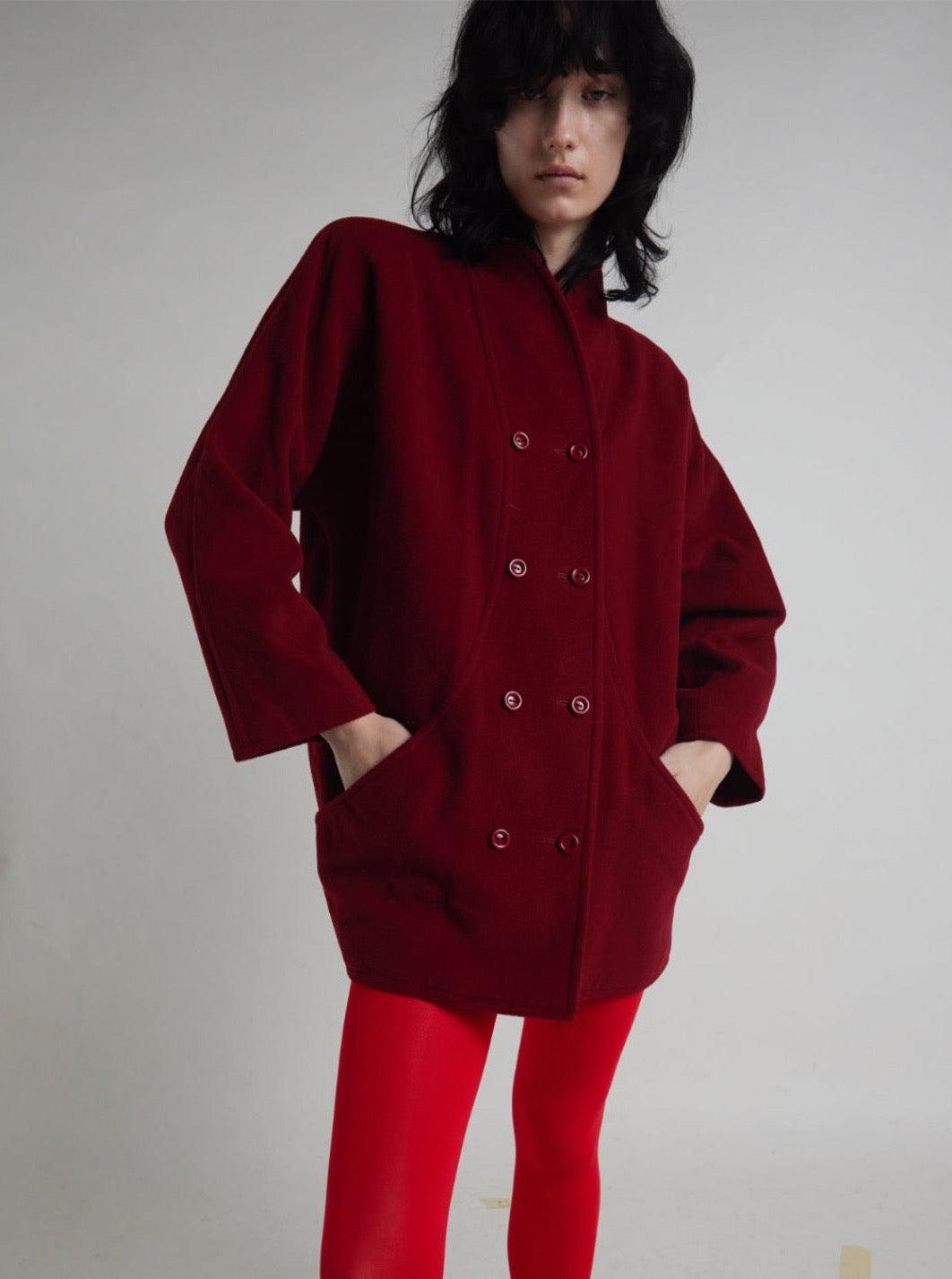 Vintage 1980s Red Wool Emmanuelle Ugaro Jacket - WŪHAŪS