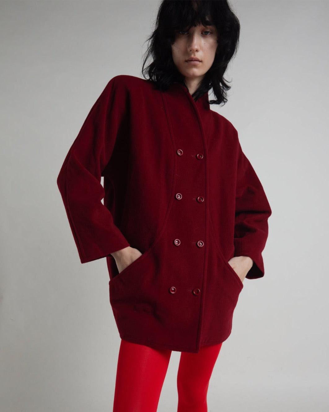 Vintage 1980s Red Wool Emmanuelle Ugaro Jacket - WŪHAŪS