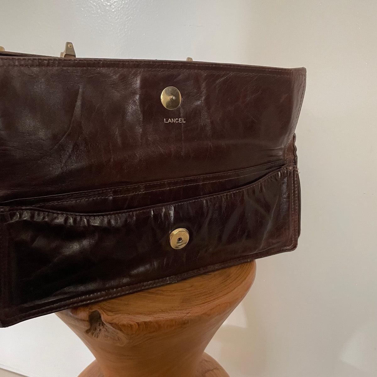Vintage Lancel Brown Genuine Leather Doctor Bag from Paris - WŪHAŪS