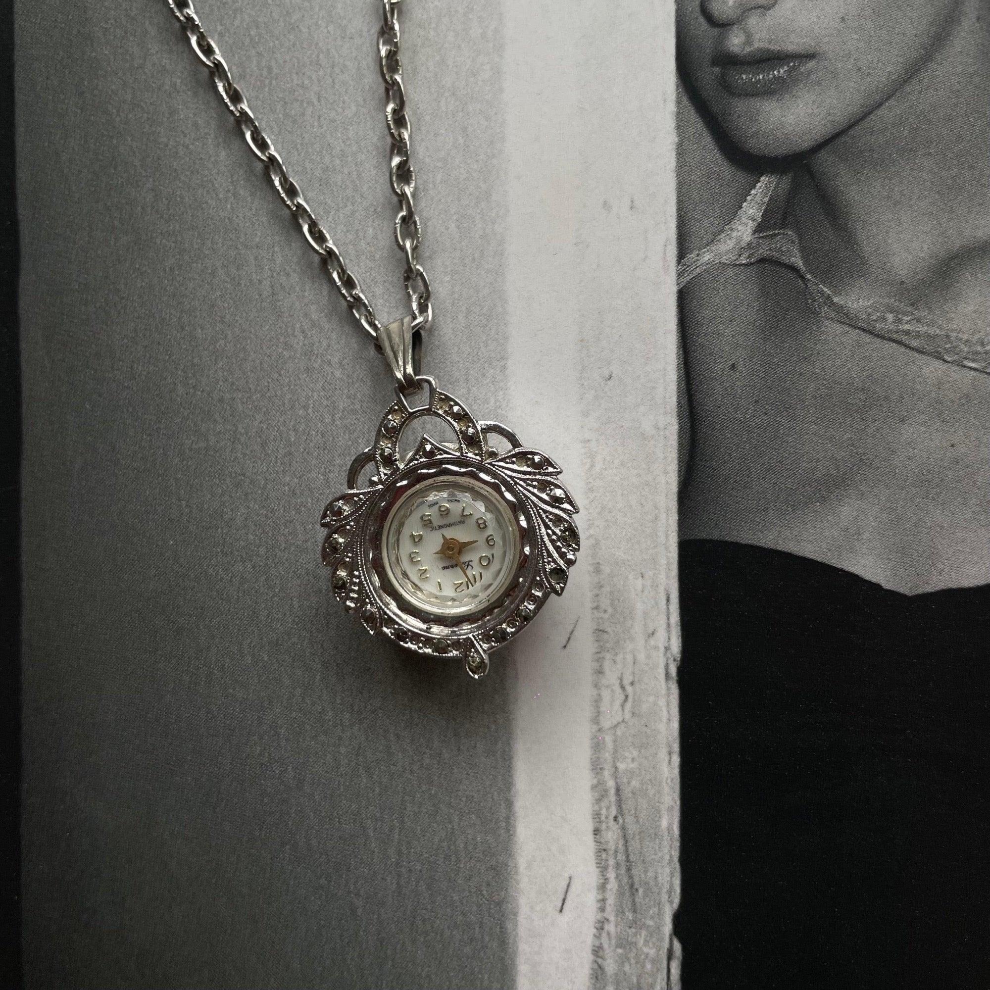 Vintage Lucerne 1960s silver tone decorative pocket watch - WŪHAŪS