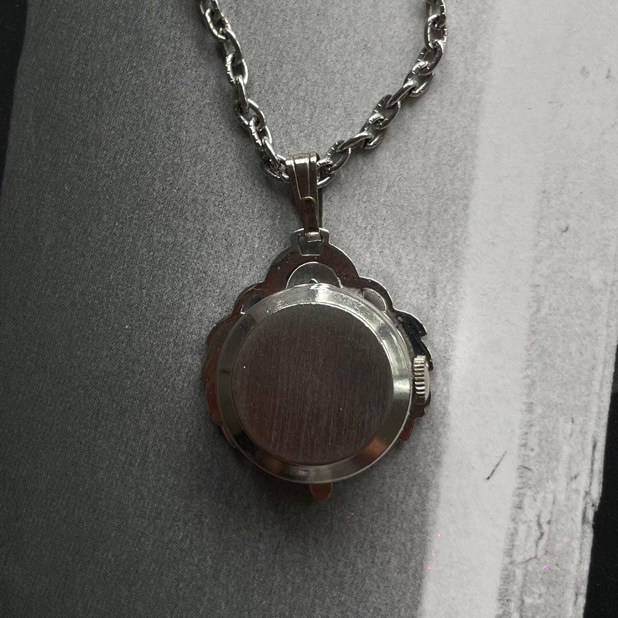 Vintage Lucerne 1960s silver tone decorative pocket watch - WŪHAŪS